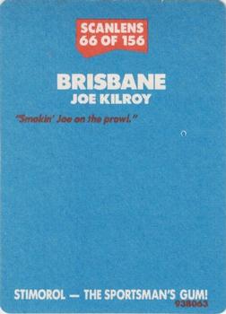 1989 Scanlens #66 Joe Kilroy Back